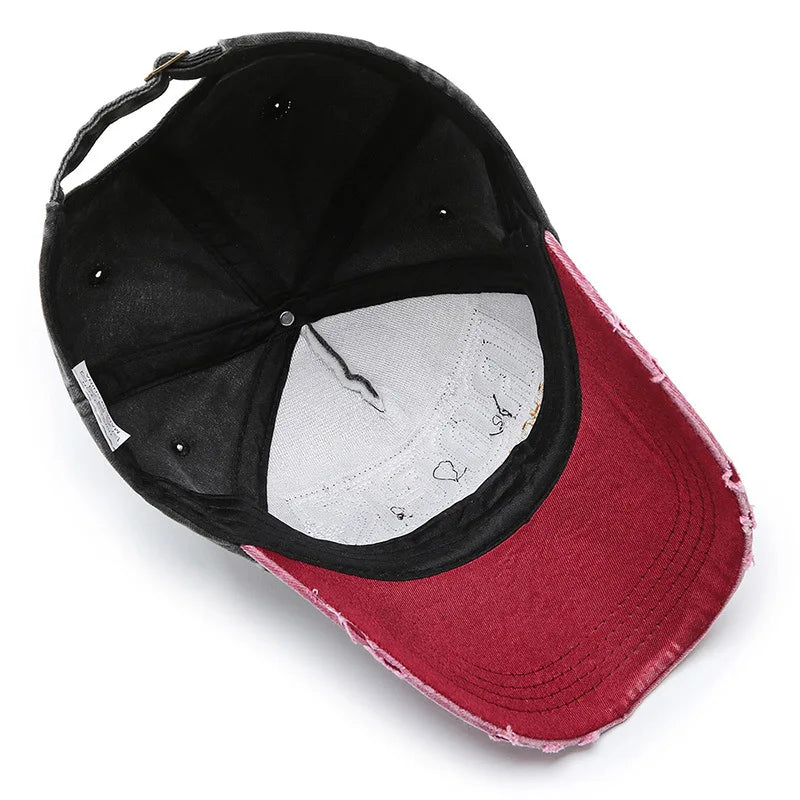 Korean version washed letters spring  denim baseball cap