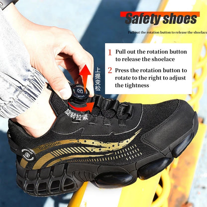 Rotary Buckle Work Sneakers Steel Toe Shoes