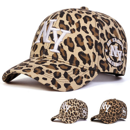 Unisex Letter Embroidery Leopard Print Baseball Caps