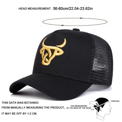 Unisex Ox Head Embroidery Baseball Net Caps