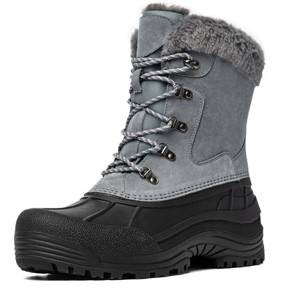 Kelway Mens Winter Boots Snow Boots Waterproof Insulated Winter Shoes for Outdoor Use (Grey Adult Men 9 Numeric US Footwear Size System Medium)