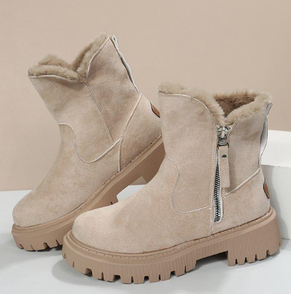 Thick Plush Snow Boots for Women - Faux Suede Winter Shoes