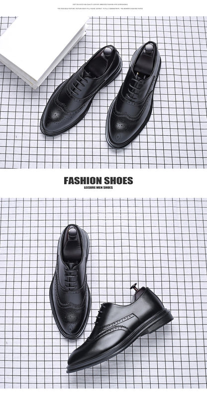 Men's Business Leather Brogue Shoes for Autumn & Winter