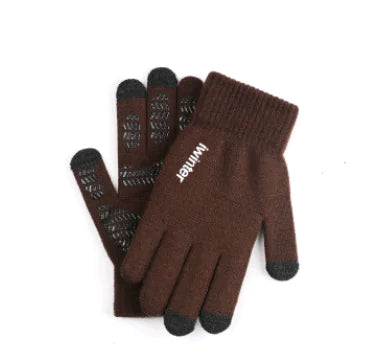 Men's Touchscreen Winter Gloves, Warm Knitted Outdoor Gloves