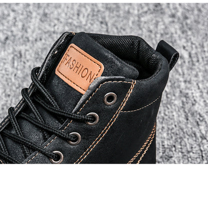 Men's Casual Leather Boots - Winter Workwear Shoes