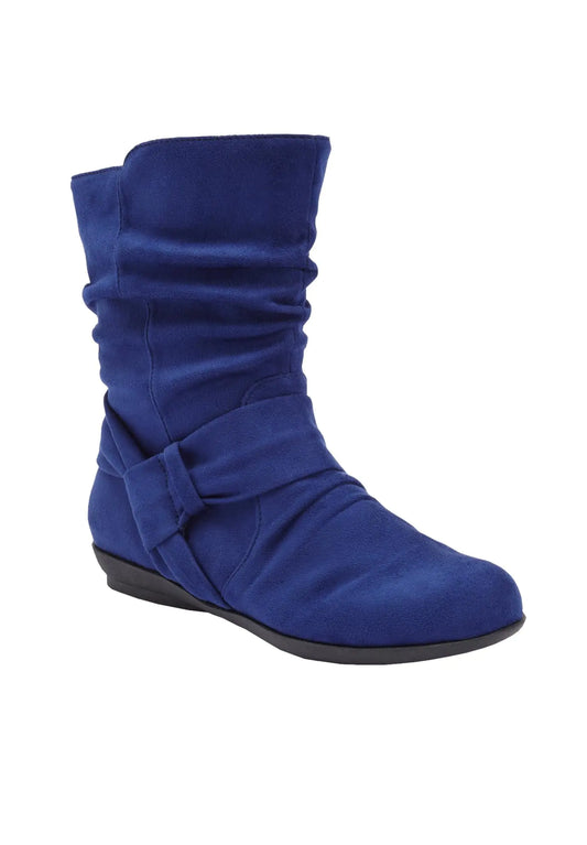 Comfortview Ezra Slouch Boot Mid Calf Womens Winter Shoes (Wide Widths Available) - 11 M Blue