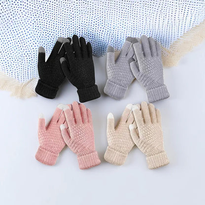 Warm Knitted Plus Velvet Winter Gloves for Couples