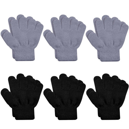 ONESING 6 Pair Baby Gloves Toddler Gloves Toddler Winter Gloves Kids Gloves Winter Stretchy Knit Gloves for Kids Boys Girls