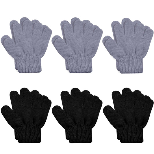 ONESING 6 Pair Baby Gloves Toddler Gloves Toddler Winter Gloves Kids Gloves Winter Stretchy Knit Gloves for Kids Boys Girls